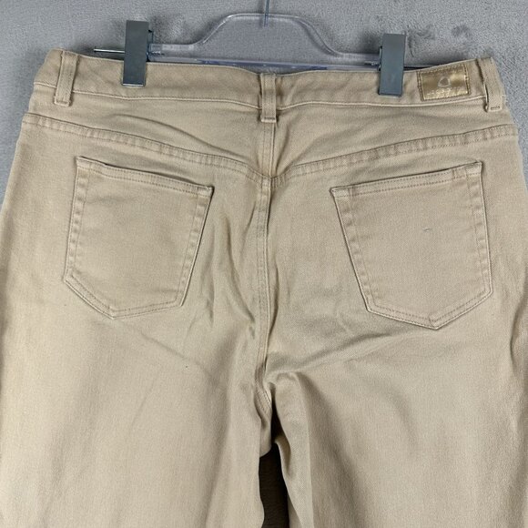Liz Claiborne Straight Leg Fit Jeans Stretch Mid Rise Womens Beige SZ 14 Petite - Picture 3 of 11